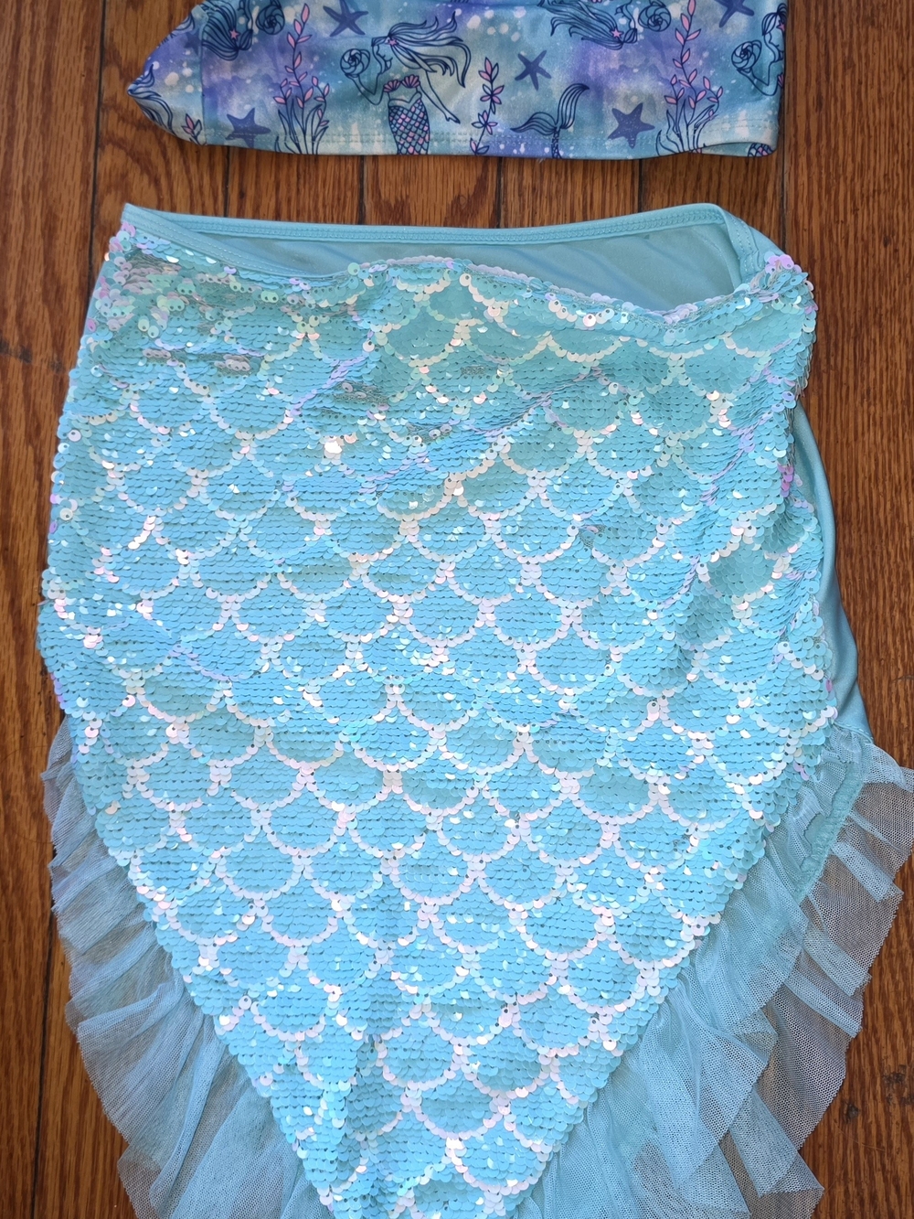 wonder nation Aqua Sequin Mermaid Swim Skirt and Top Set